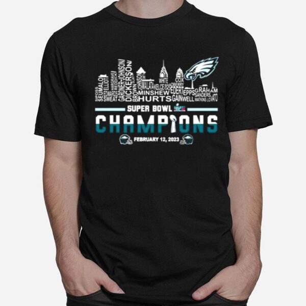 Philadelphia Eagles Players Names Super Bowl Lvi Champions T-Shirt