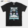 Philadelphia Eagles Skyline A J Brown And Jalen Hurts Super Bowl Lvii Champions Signatures T-Shirt