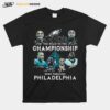 Philadelphia Eagles Skyline The Road To The Championship Runs Through Philadelphia Signatures T-Shirt