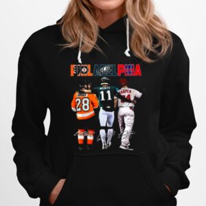 Philadelphia Sport Teams 28 Giroux 11 Wentz And 34 Harper Signatures Hoodie