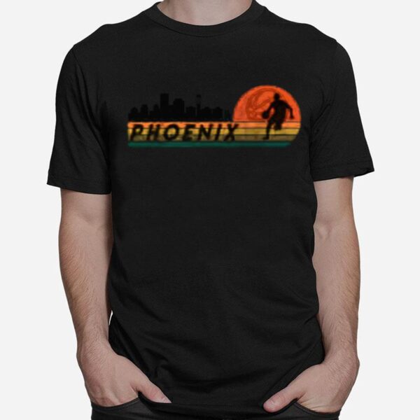 Phoenix Az Cityscape Retro Sun Basketball Fans T-Shirt