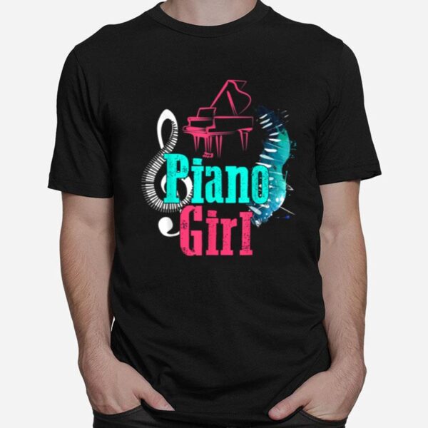 Piano Girl Pianist Music Notes T-Shirt