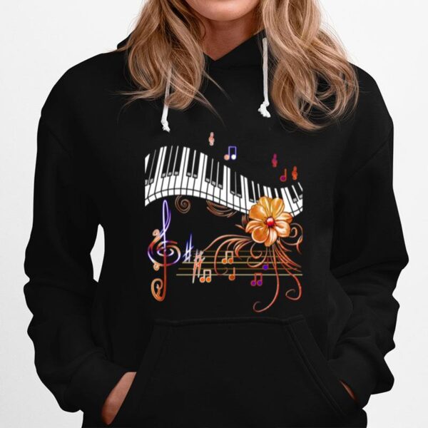 Piano Musically Keyboard Gold Flower Hoodie