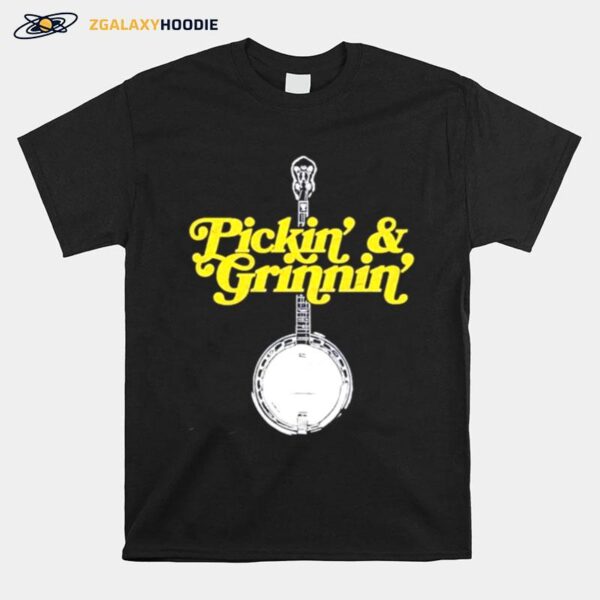 Pickin Grinnin Mountain Sun Banjo Bluegrass T-Shirt