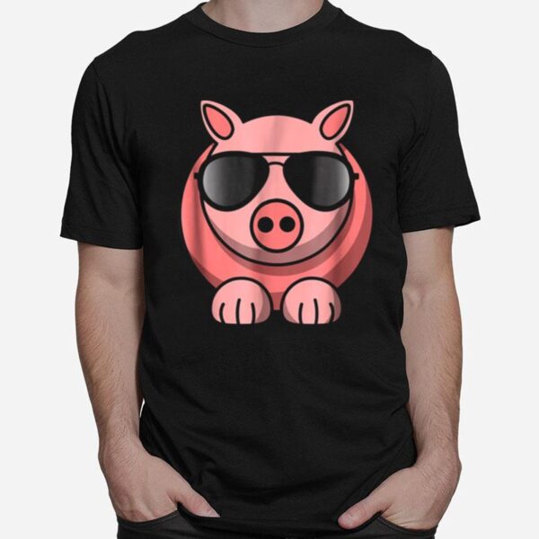 Pig Emoji Cool Sunglasses Piglet T-Shirt