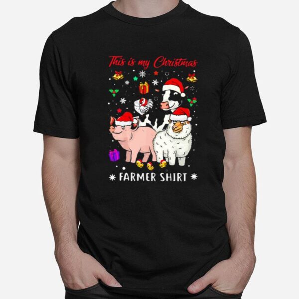 Pig Sheep Chicken Cow Santa This Is My Christmas Farmer T-Shirt