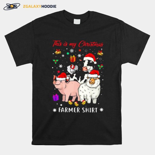 Pig Sheep Chicken Cow Santa This Is My Christmas Farmer T-Shirt