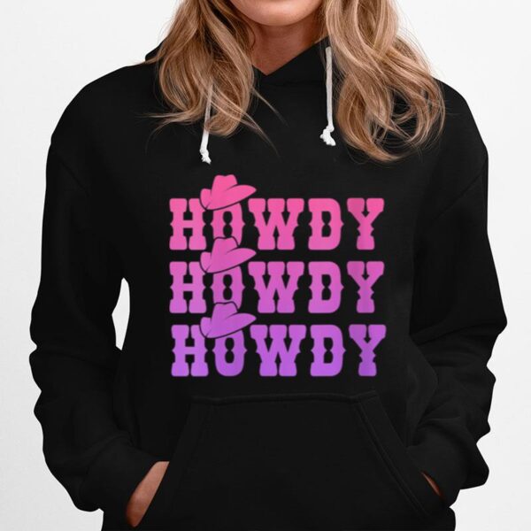 Pink Howdy Cow Girl Distressed Western Country Rodeo Hoodie