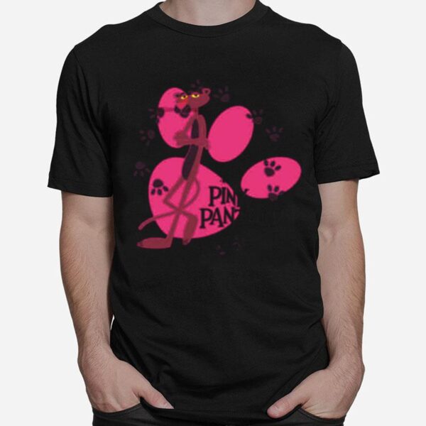 Pink Paw Prints Pink Panther Cartoon Friend T-Shirt