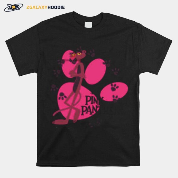 Pink Paw Prints Pink Panther Cartoon Friend T-Shirt