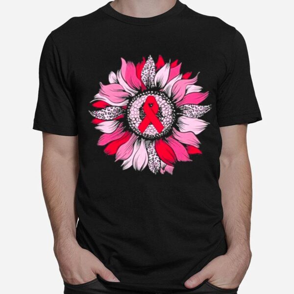 Pink Ribbon Breast Cancer Awareness Sunflower T-Shirt