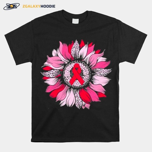 Pink Ribbon Breast Cancer Awareness Sunflower T-Shirt