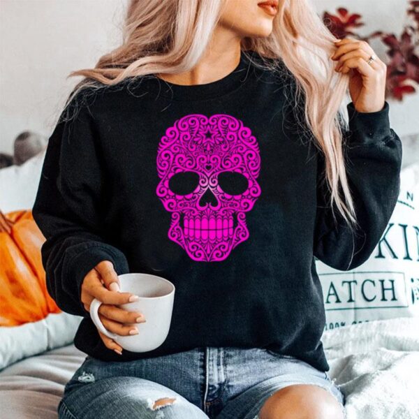 Pink Swirling Sugar Skull Sweater