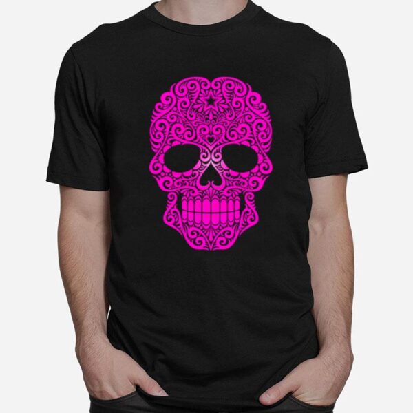 Pink Swirling Sugar Skull T-Shirt