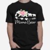 Pink Watercolor Roses Floral Mama Bear And Three Cubs T-Shirt