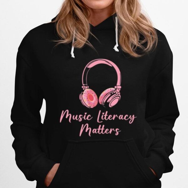 Pinky Donut Headphone Music Literacy Matters Hoodie