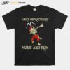 Pirate Skeleton Easily Distracted By Music And Rum T-Shirt
