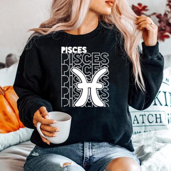 Pisces Zodiac Typography Retro Vintage Astrology Sweater