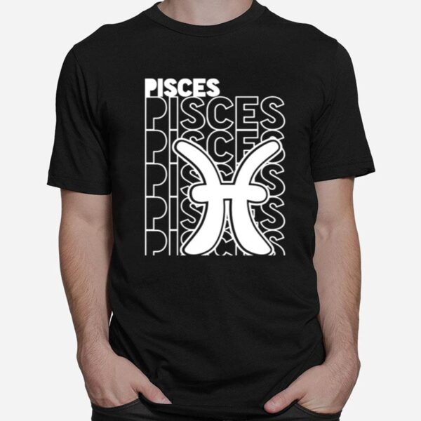Pisces Zodiac Typography Retro Vintage Astrology T-Shirt
