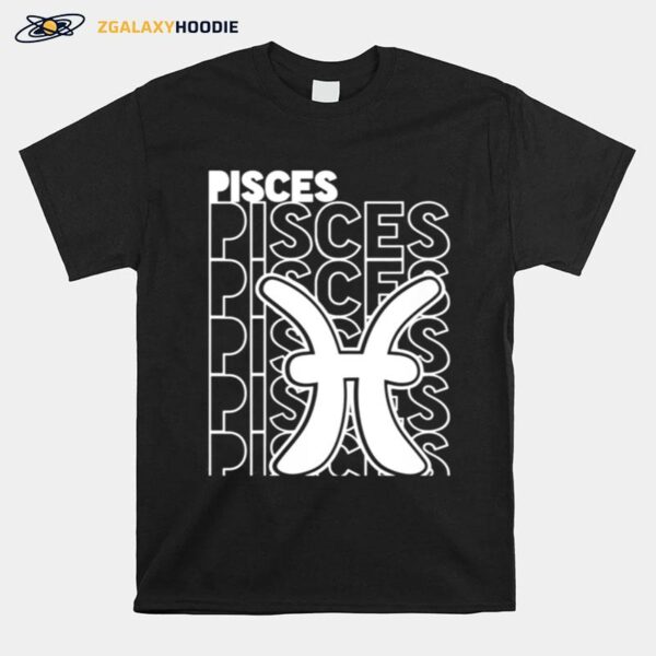 Pisces Zodiac Typography Retro Vintage Astrology T-Shirt