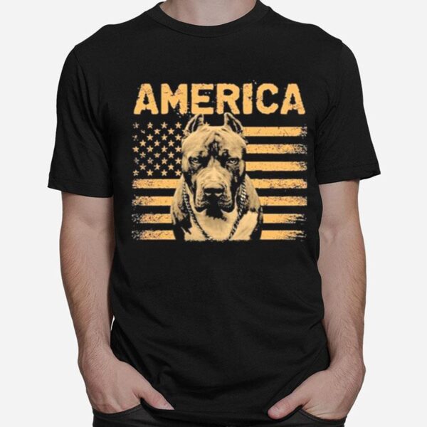 Pitbull American Flag T-Shirt