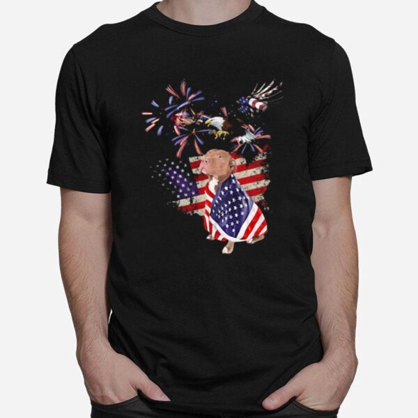 Pitbull Eagle American Flag T-Shirt