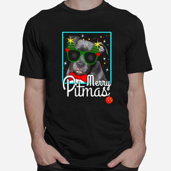 Pitbull Funny Pit Bull Dog Christmas T-Shirt