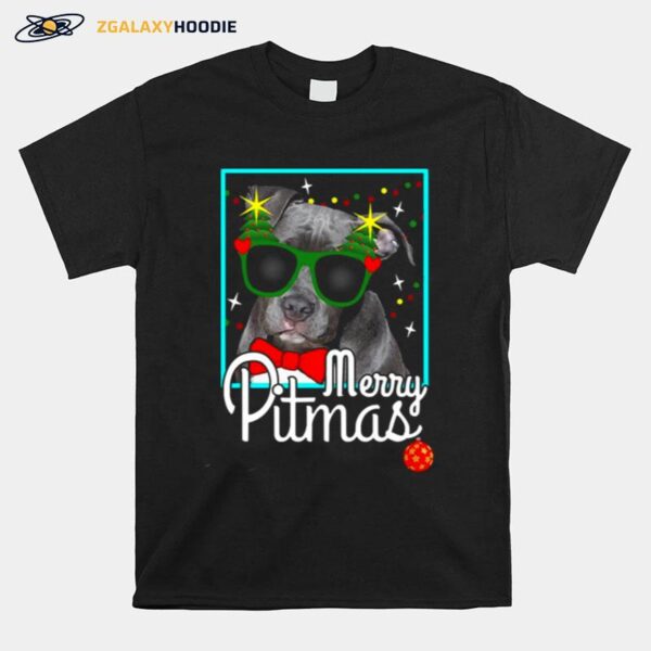 Pitbull Funny Pit Bull Dog Christmas T-Shirt