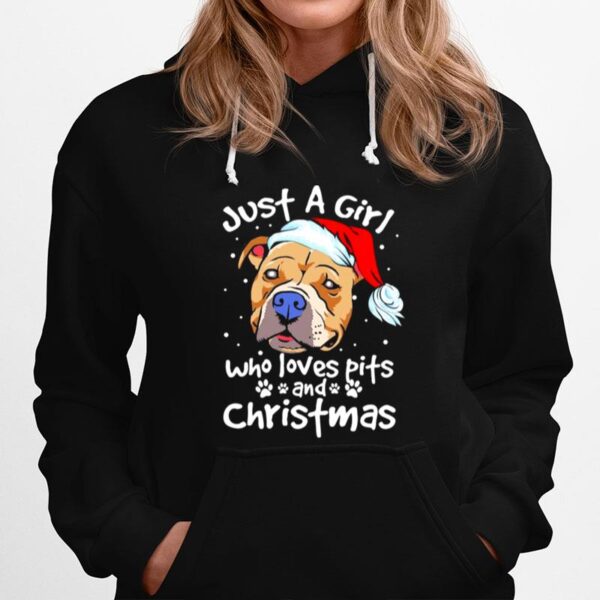 Pitbull Just A Girl Who Loves Pets And Christmas Hoodie