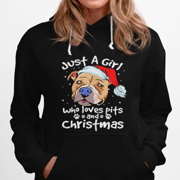 Pitbull Santa Just A Girl Who Loves Pets And Christmas Hoodie