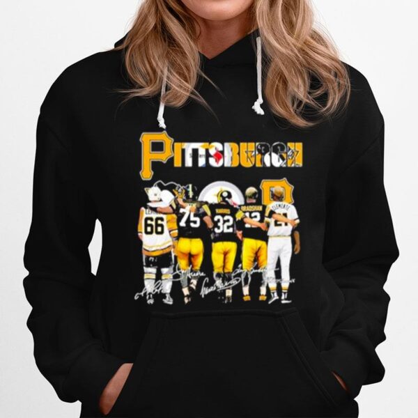 Pittsburgh Penguins And Steelers Harris Bradsham Clemeate Signatures Hoodie