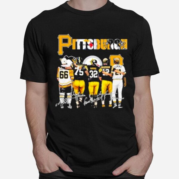 Pittsburgh Penguins And Steelers Harris Bradsham Clemeate Signatures T-Shirt