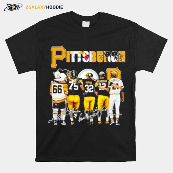 Pittsburgh Penguins And Steelers Harris Bradsham Clemeate Signatures T-Shirt