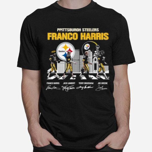 Pittsburgh Steelers Abbey Road Franco Harris Jack Lambert Terry Bradshaw And Joe Greene T-Shirt