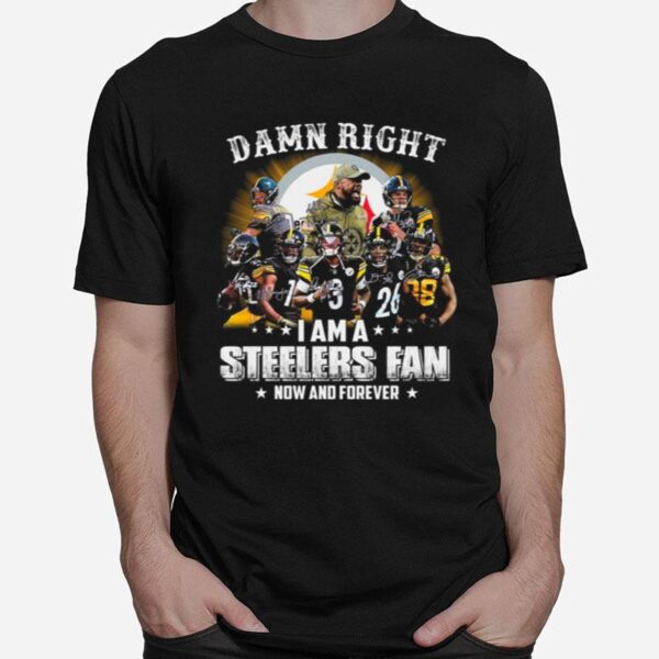 Pittsburgh Steelers Baseball Teams Damn Right I Am A Steelers Signature Fan Now And Forever T-Shirt