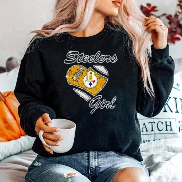 Pittsburgh Steelers Girl Heart Diamond Sweater