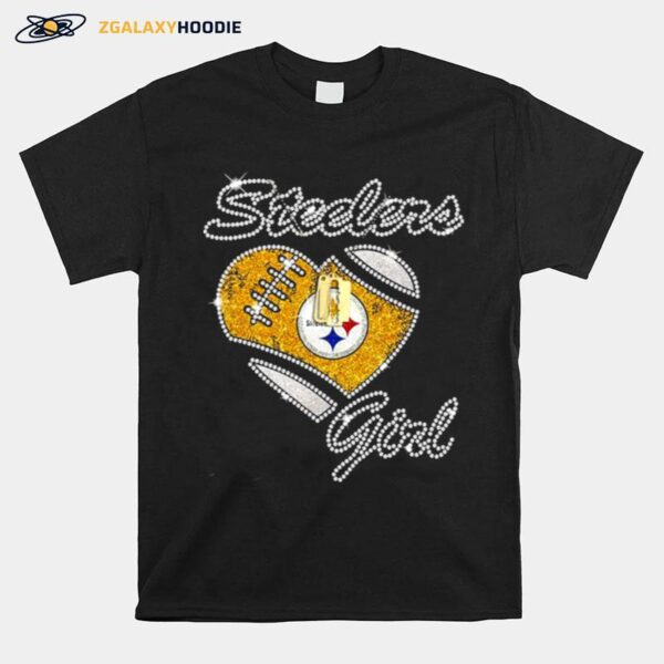 Pittsburgh Steelers Girl Heart Diamond T-Shirt