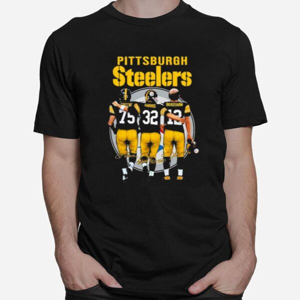 Pittsburgh Steelers Greene Harris And Bradshaw Signature T-Shirt