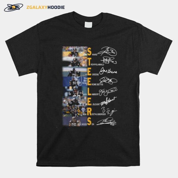 Pittsburgh Steelers Hines Ward Troy Polamalu Joe Greene Signatures T-Shirt