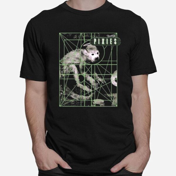 Pixies Monkey Grid Charcoal T-Shirt