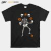 Play With Me Stay Spooky Juggling Skeleton Pumpkins And Skeleton Halloween T-Shirt