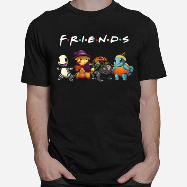 Pokemon Charmander Pikachu Bulbasaur And Squirtle Friends Halloween T-Shirt