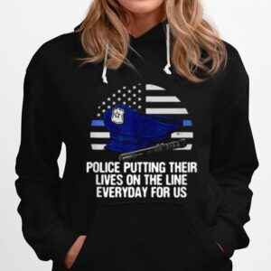 Police Lives On The Line Patriotic Law Enforcer Patriotism Hoodie