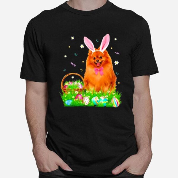 Pomeranian Easter Day Bunny Eggs Easter Costume T-Shirt