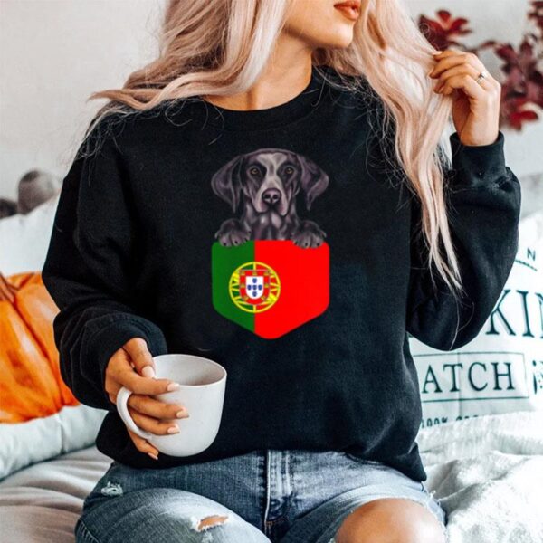 Portugal Flag German Shorthaired Pointer Dog In Pocket Sweater