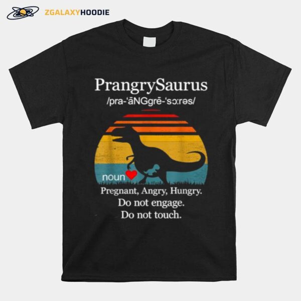 Prangrysaurus Definition Funny Dinosaur Pregnancy Vintage T-Shirt