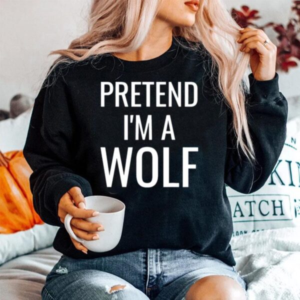 Pretend Im A Wolf Costume Funny Halloween Party Kids Sweater