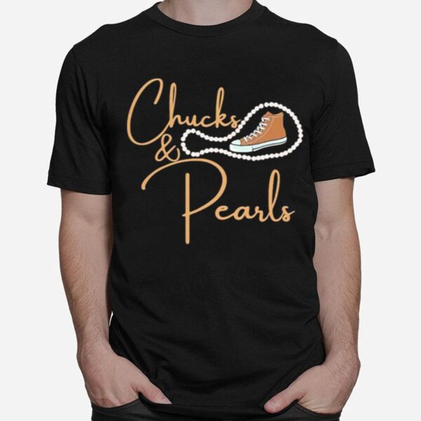 Pretty Kamala Harris Chucks And Pearls Orange Converse T-Shirt