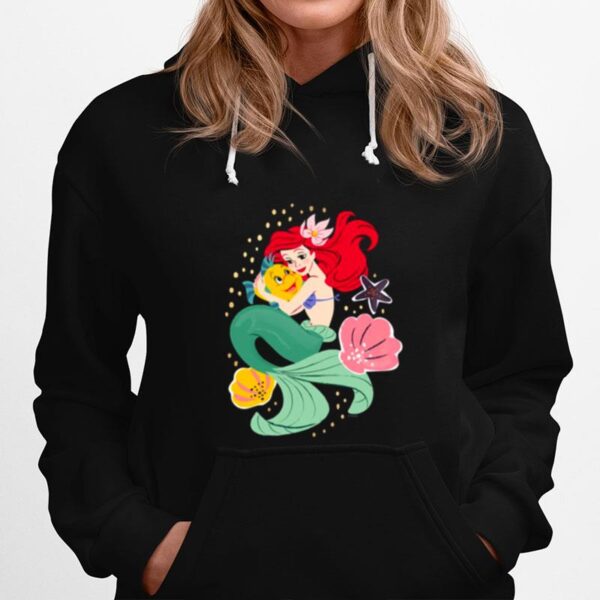 Princess Ariel Holding Flounder Illustration Hoodie