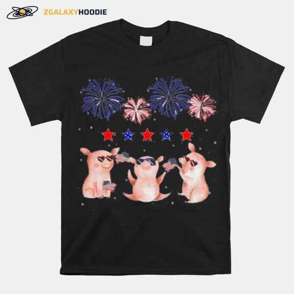 Proud American Flag Pigs 4Th Of July T-Shirt